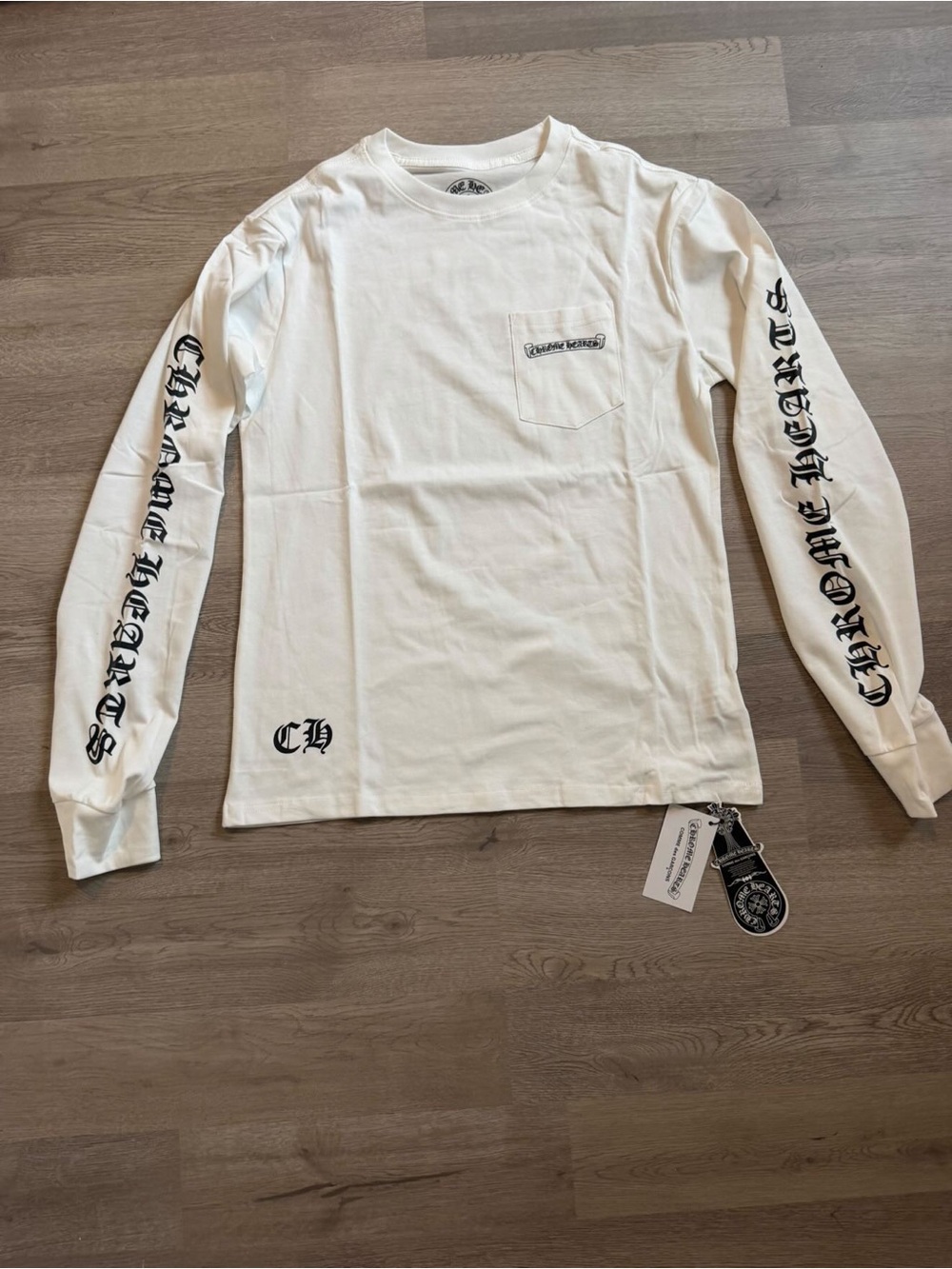 Chrome Hearts White Long-Sleeve Graphic Pocket Tee